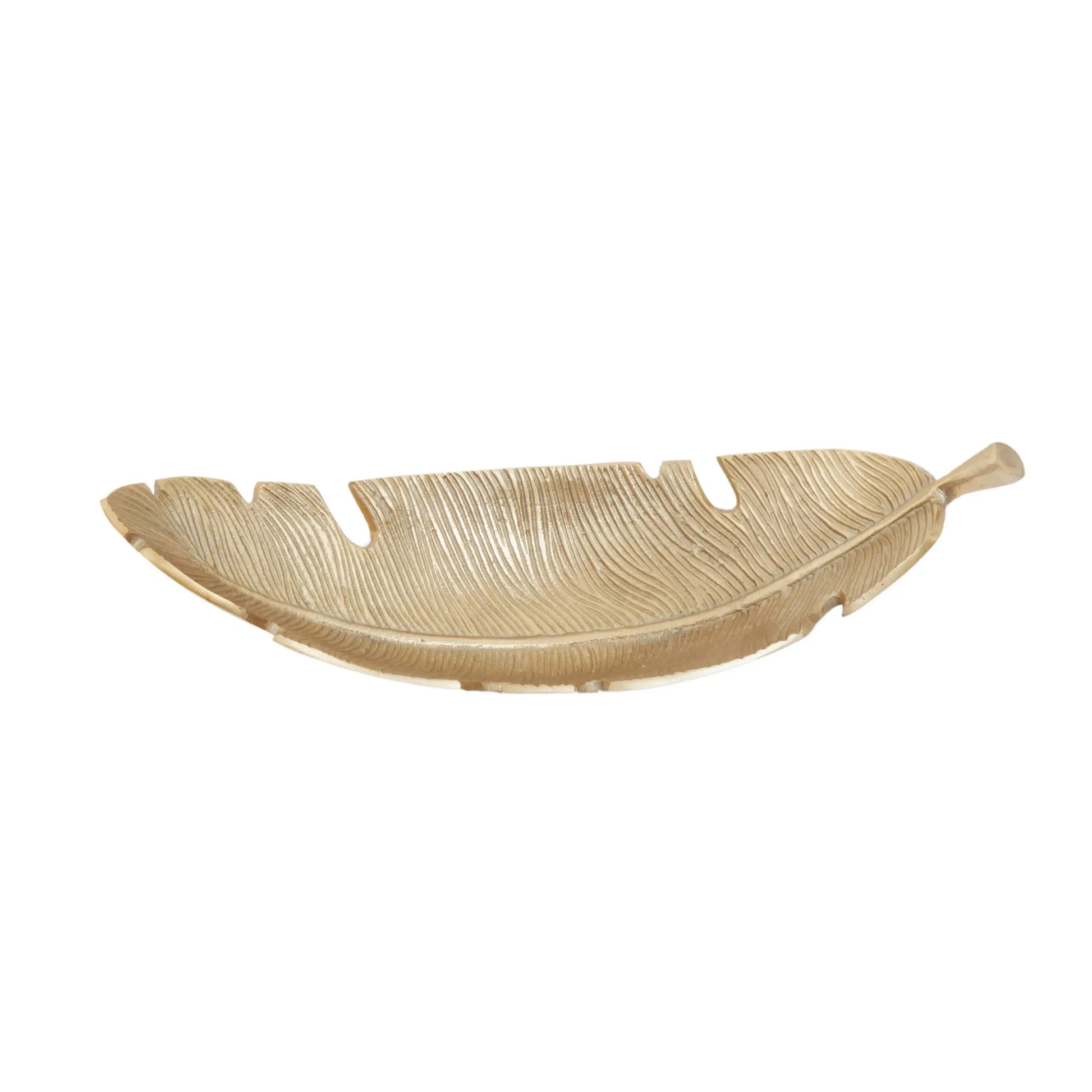 Prota Gold Finish Curved Leaf Dish - Home Store Living