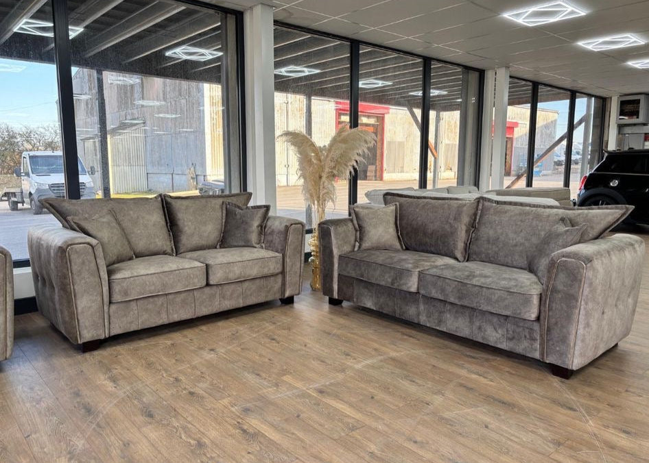 Sienna Low Pile Velvet 2+3 Seater Sofa Set