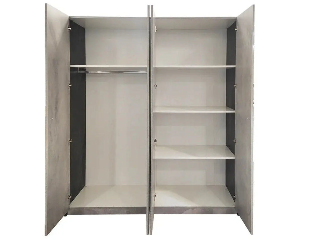 Claudia Cream & Grey High Gloss 4 Door Wardrobe san martino