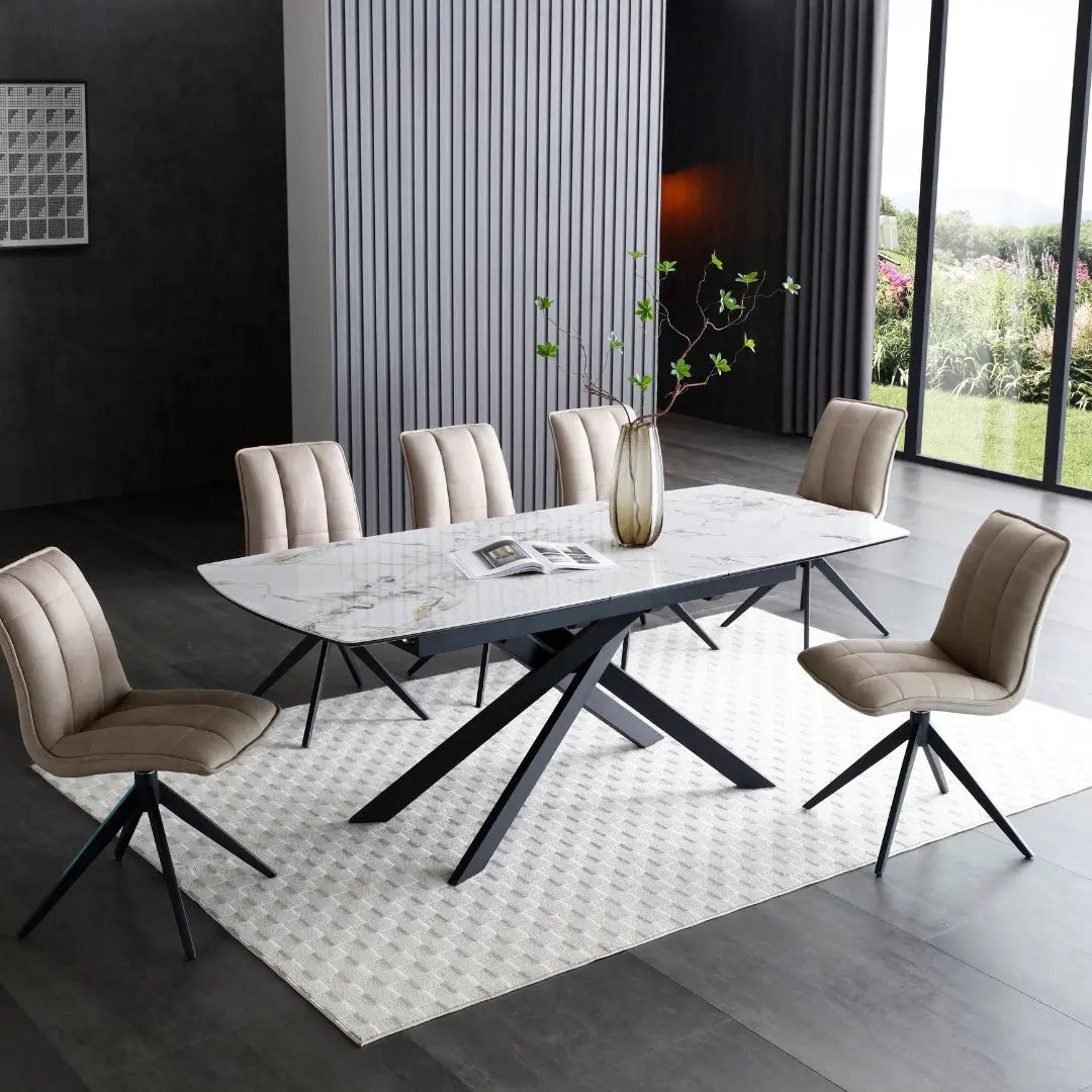 Lima 1.6m Marble Extendable Dining Table