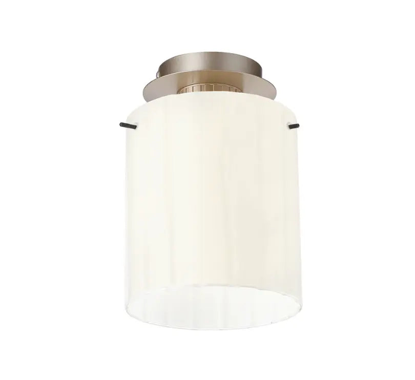 Brandon Ripple 21cm Round Ceiling Flush, 1 Light Flush Fitting E27 — Light Gold / Frosted Clear