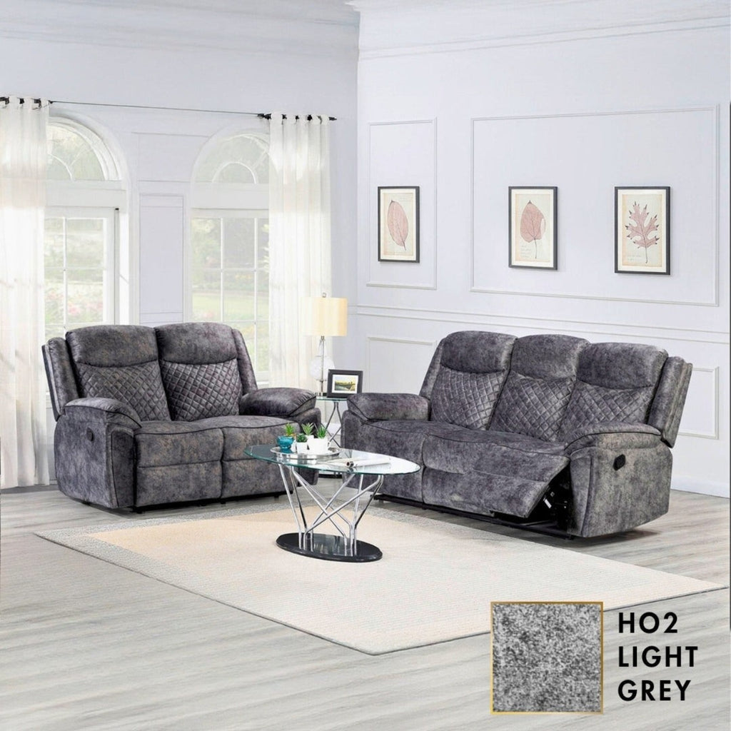 Normandy 2+3 Seater HO2 Light Grey Manual Recliner Sofa Set - Special Deal Linda RS
