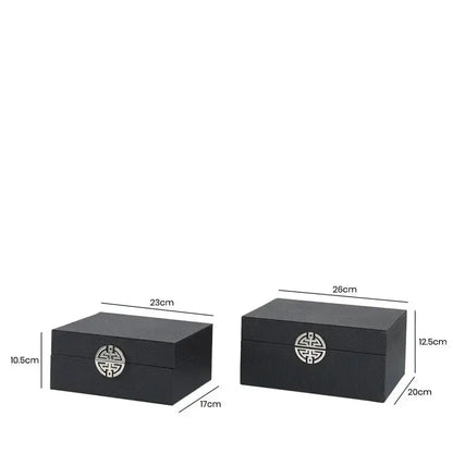 Faux Leather Black & Silver Decorative Jewellery Boxes (Set of 2) CIMC