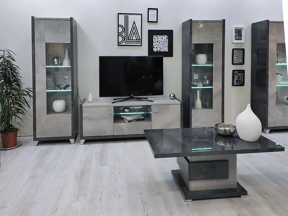 Hilton 3 Shelf LED Glass Cabinet san martino