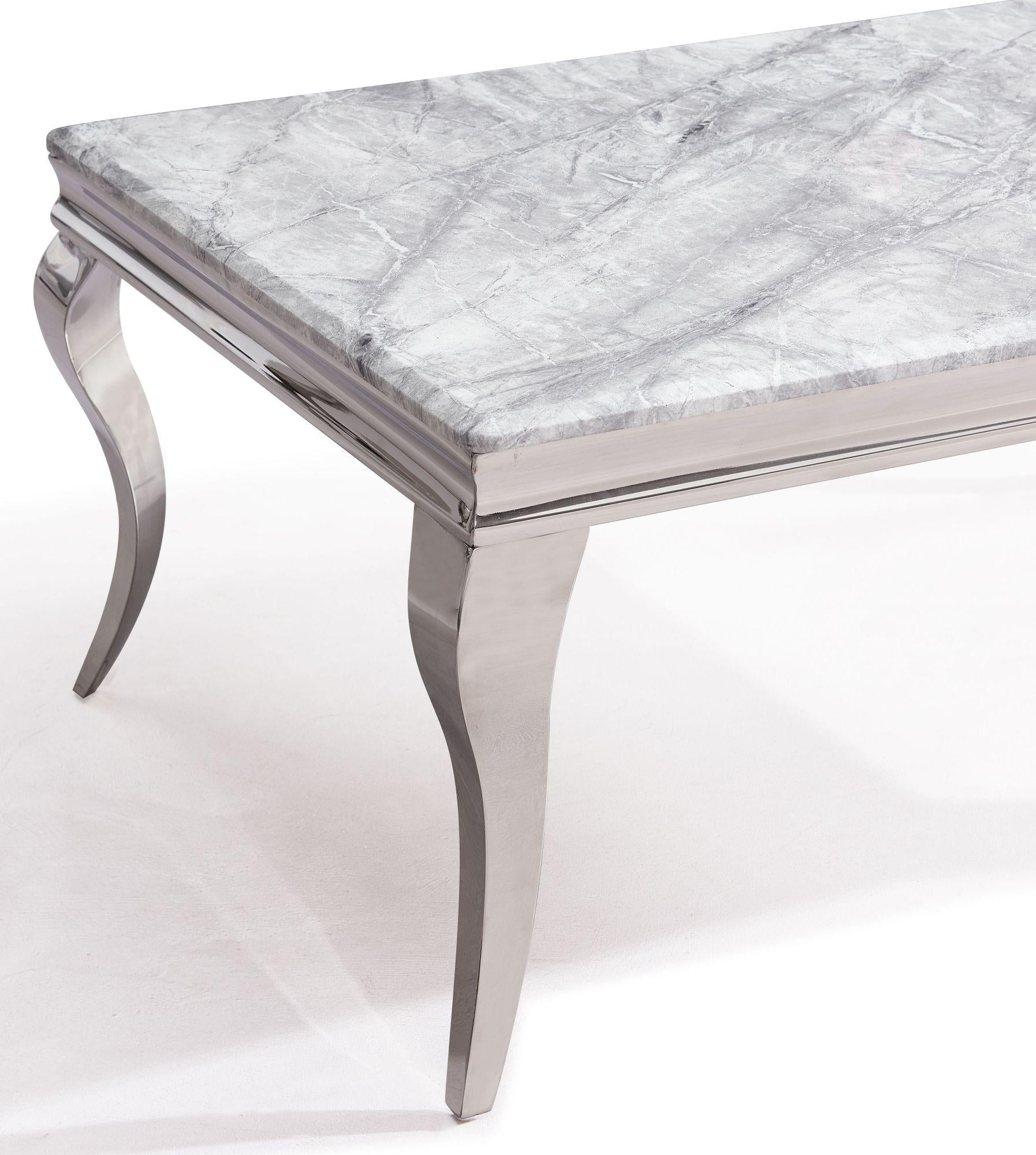 Merida 1.5m Grey Marble Dining Table w/ Chrome Legs AWS