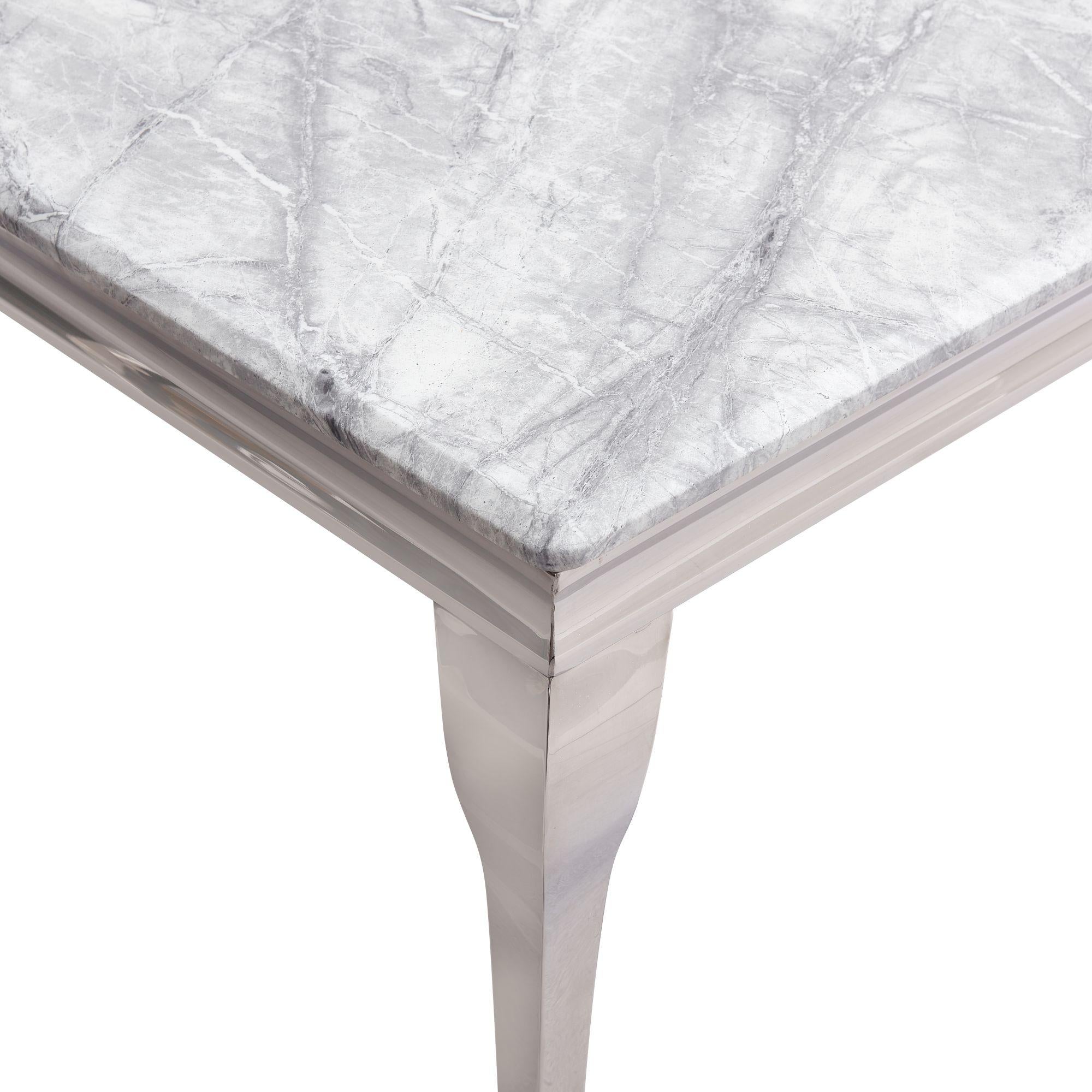Merida 1.5m Grey Marble Dining Table w/ Chrome Legs AWS