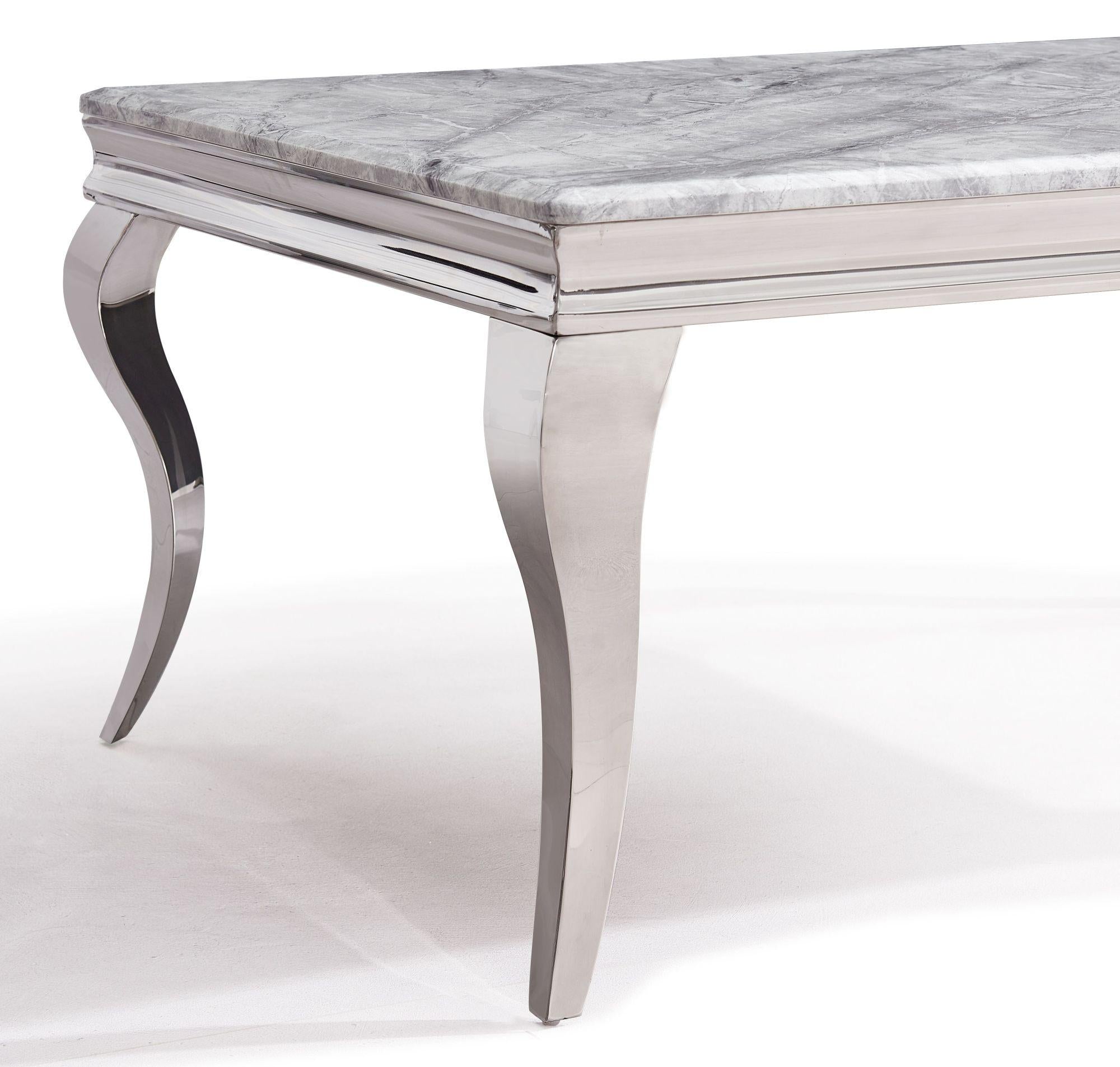 Merida 1.5m Grey Marble Dining Table w/ Chrome Legs AWS