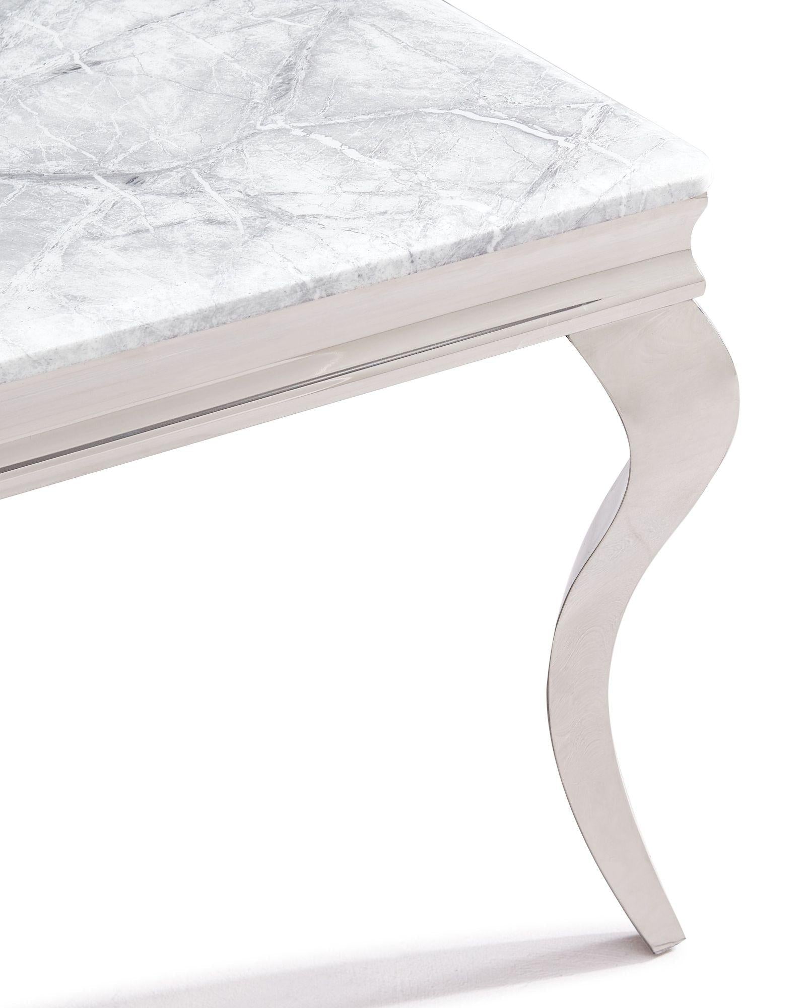 Merida 1.5m Grey Marble Dining Table w/ Chrome Legs AWS