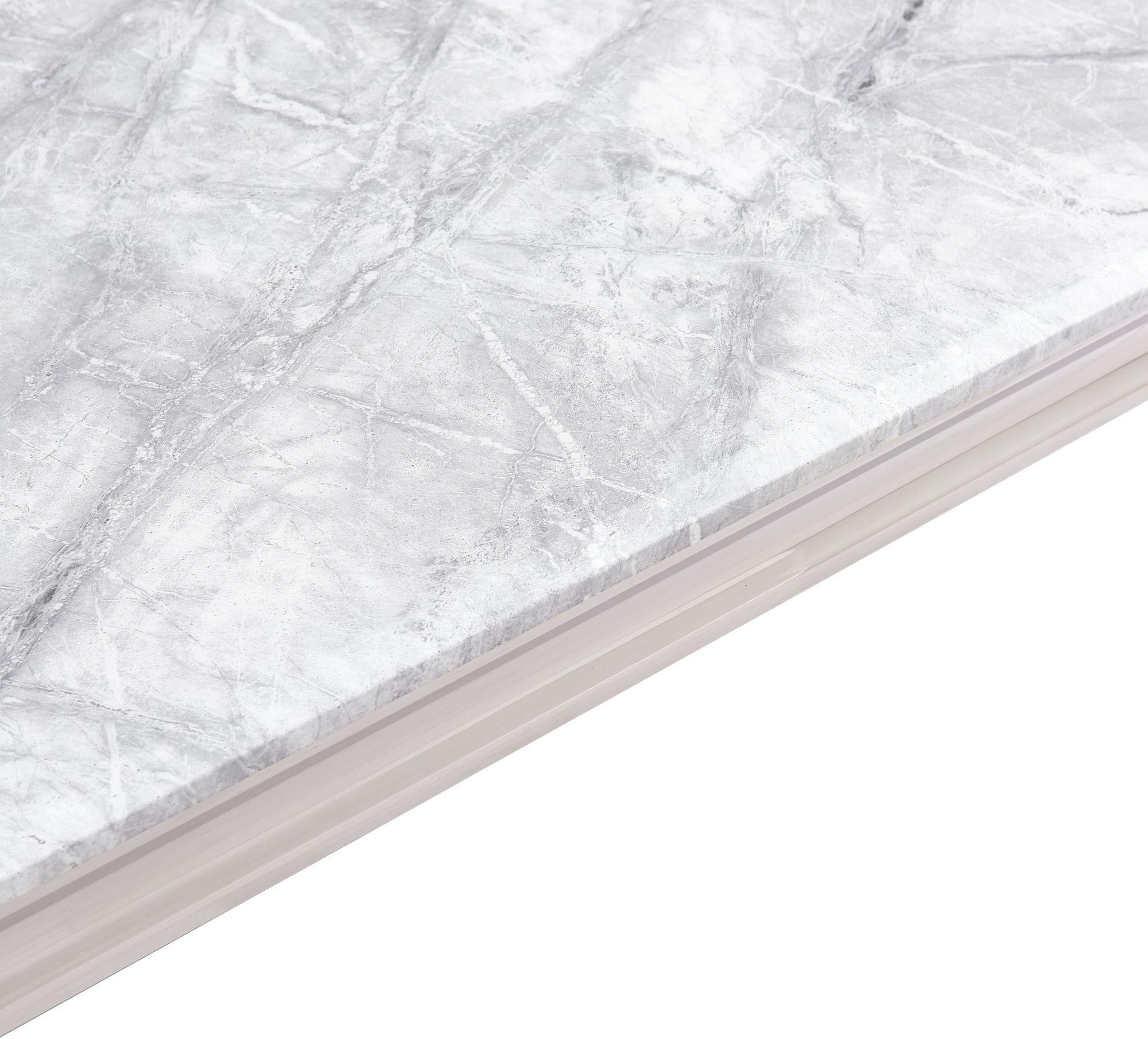 Merida 1.5m Grey Marble Dining Table w/ Chrome Legs AWS