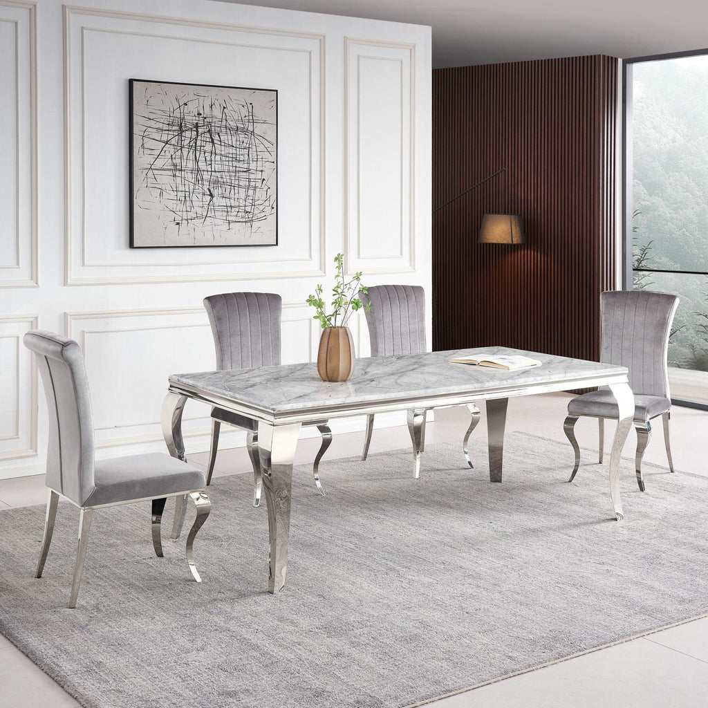 Merida 1.5m Grey Marble Dining Table w/ Chrome Legs AWS