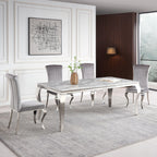 Merida 1.5m Grey Marble Dining Table w/ Chrome Legs AWS