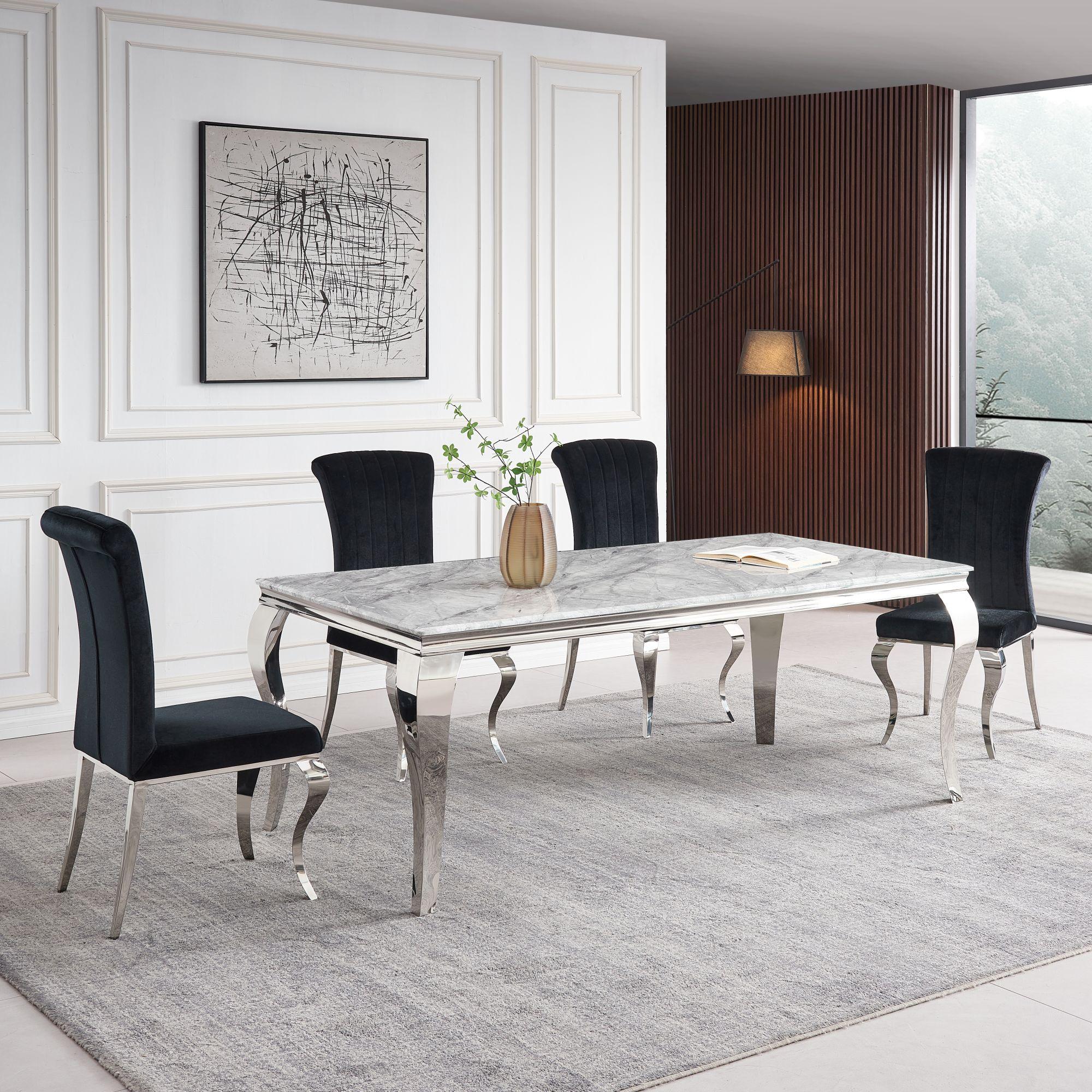 Merida 1.5m Grey Marble Dining Table w/ Chrome Legs AWS