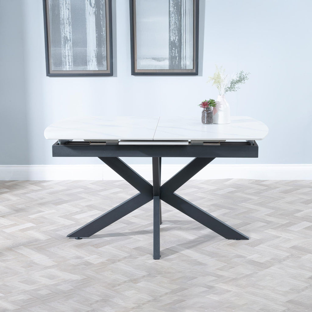 Eva White Sintered Stone Extending Dining Table (140cm - 180cm) Home Store Living
