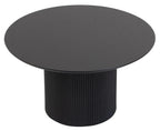 Renzo Black Round Coffee Table with Fluted Ribbed Drum Base HUMZ