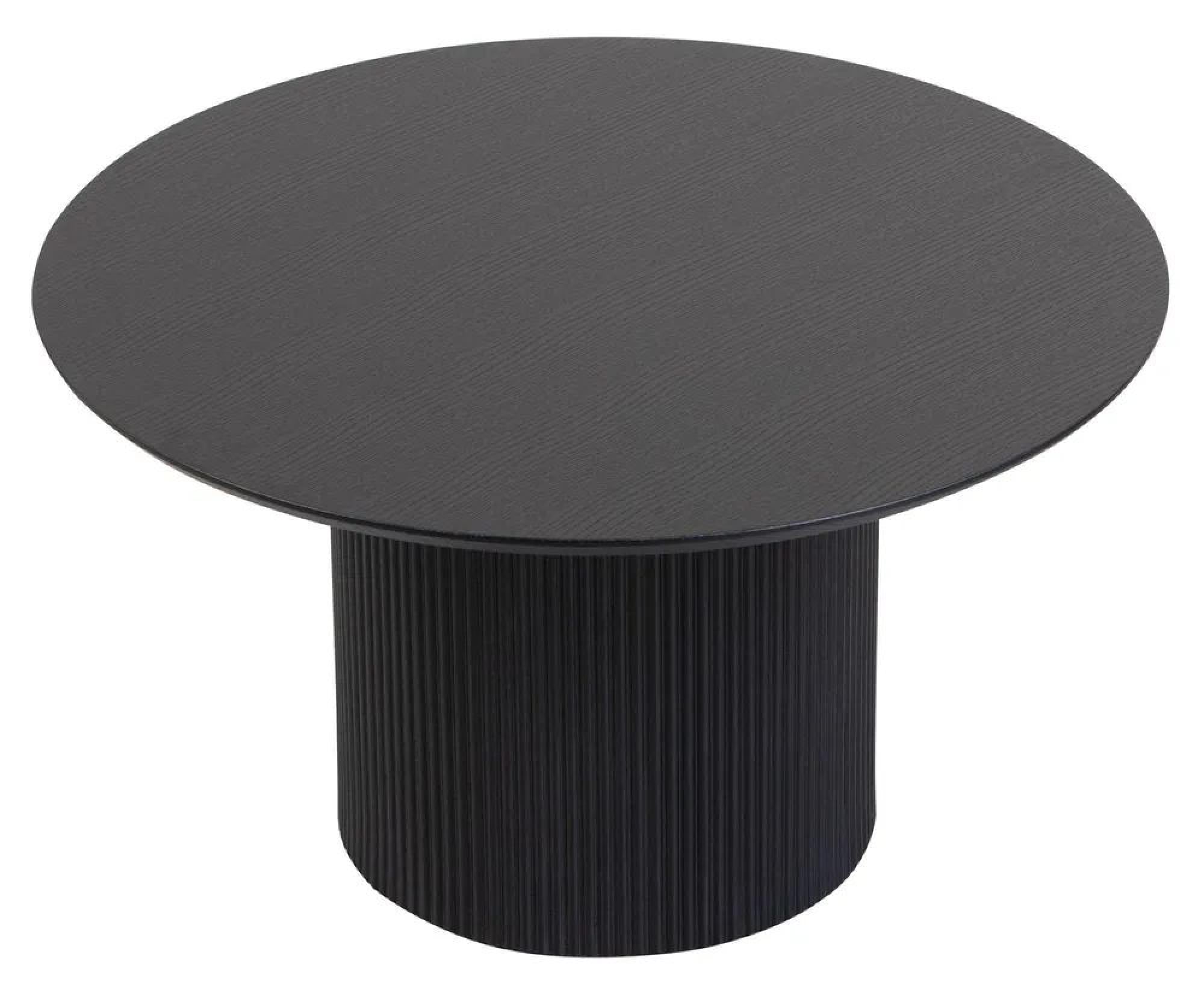 Renzo Black Round Coffee Table with Fluted Ribbed Drum Base Home Store Living