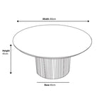 Renzo Black Round Coffee Table with Fluted Ribbed Drum Base HUMZ