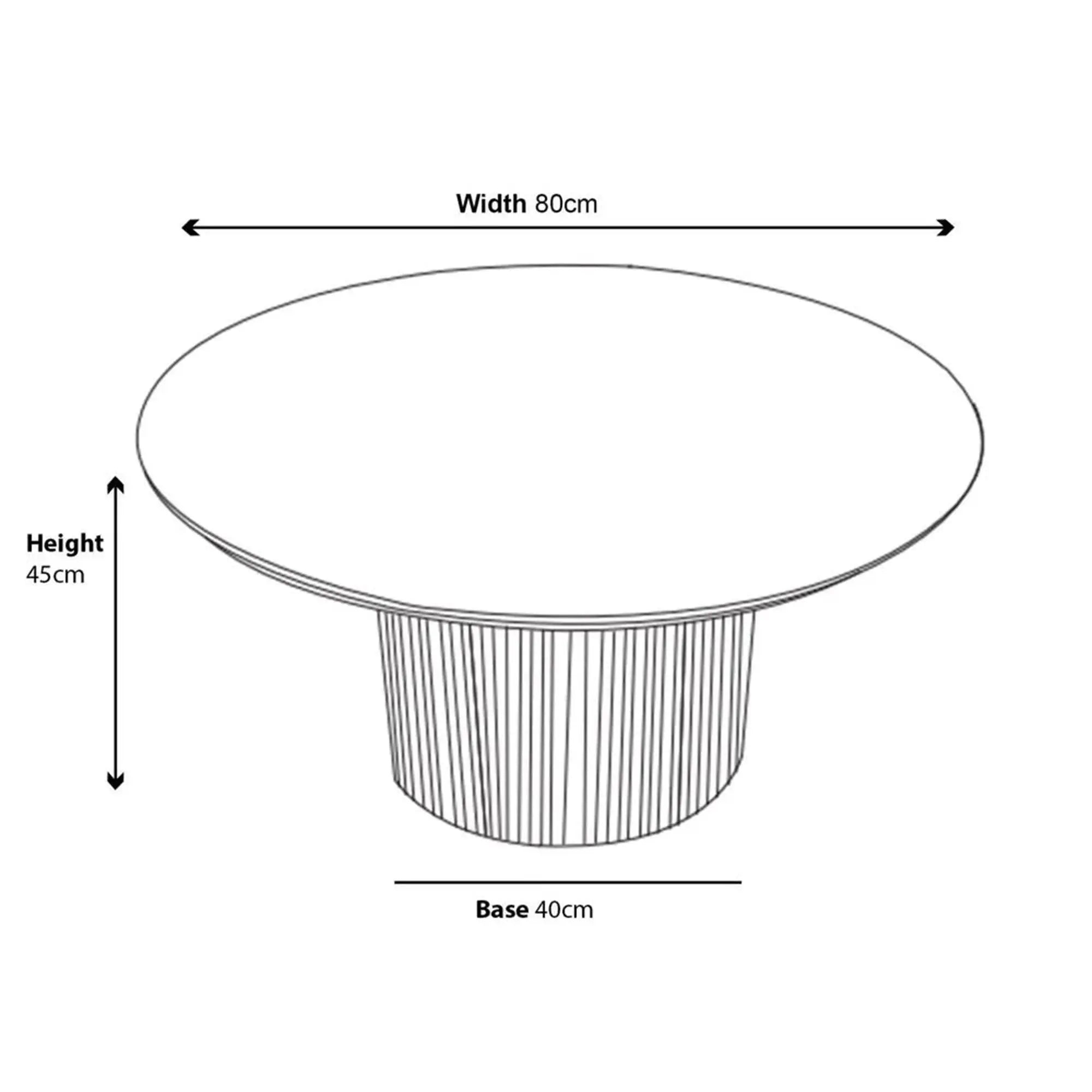 Renzo Black Round Coffee Table with Fluted Ribbed Drum Base HUMZ