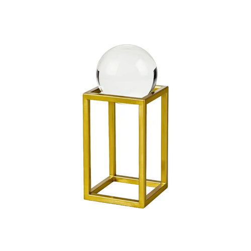 Small 12cm Crystal Ball on Gold Metal Frame Home Ornament Ivan