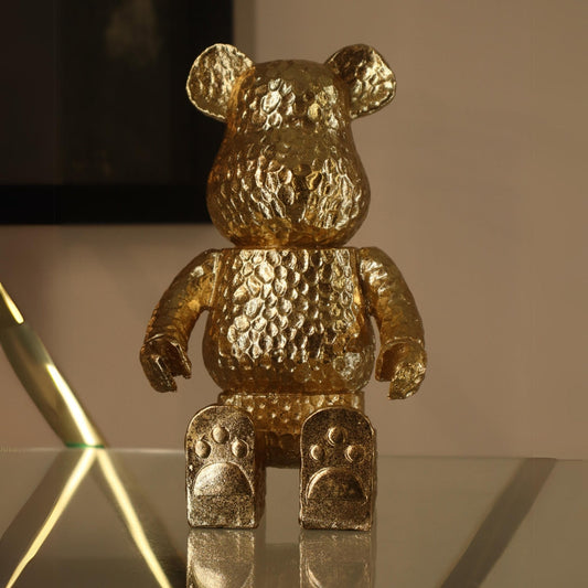 Decorative Golden Teddy Bear Sitting Ornament Home Store Living