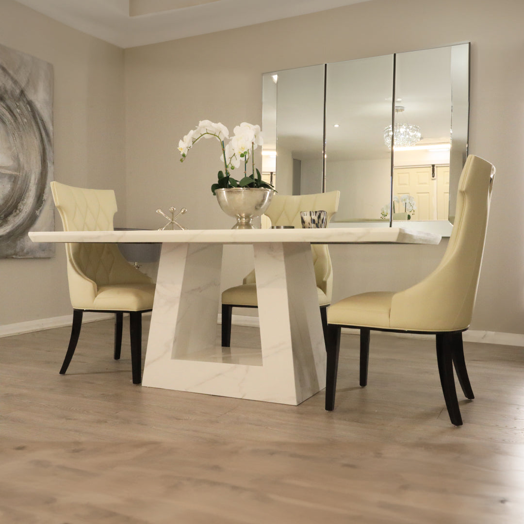 Milan White Marble Top Dining Table 1.6m / 1.8m / 2.0m