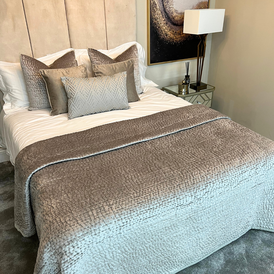 Brooklands Velvet Quilted Silver Bedspread