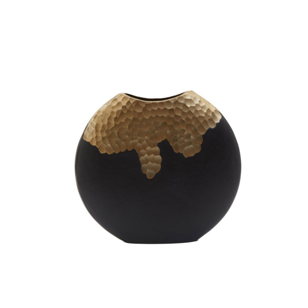 Daito Black and Gold Small Round Vase Home Store Living