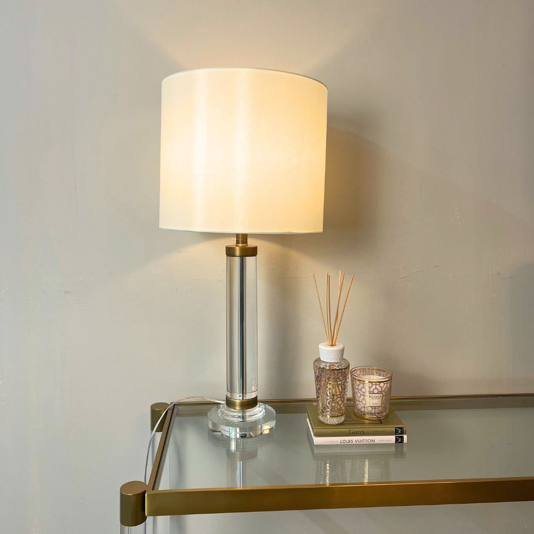 Treviso Brushed Gold Glass Table Lamp Home Store Living