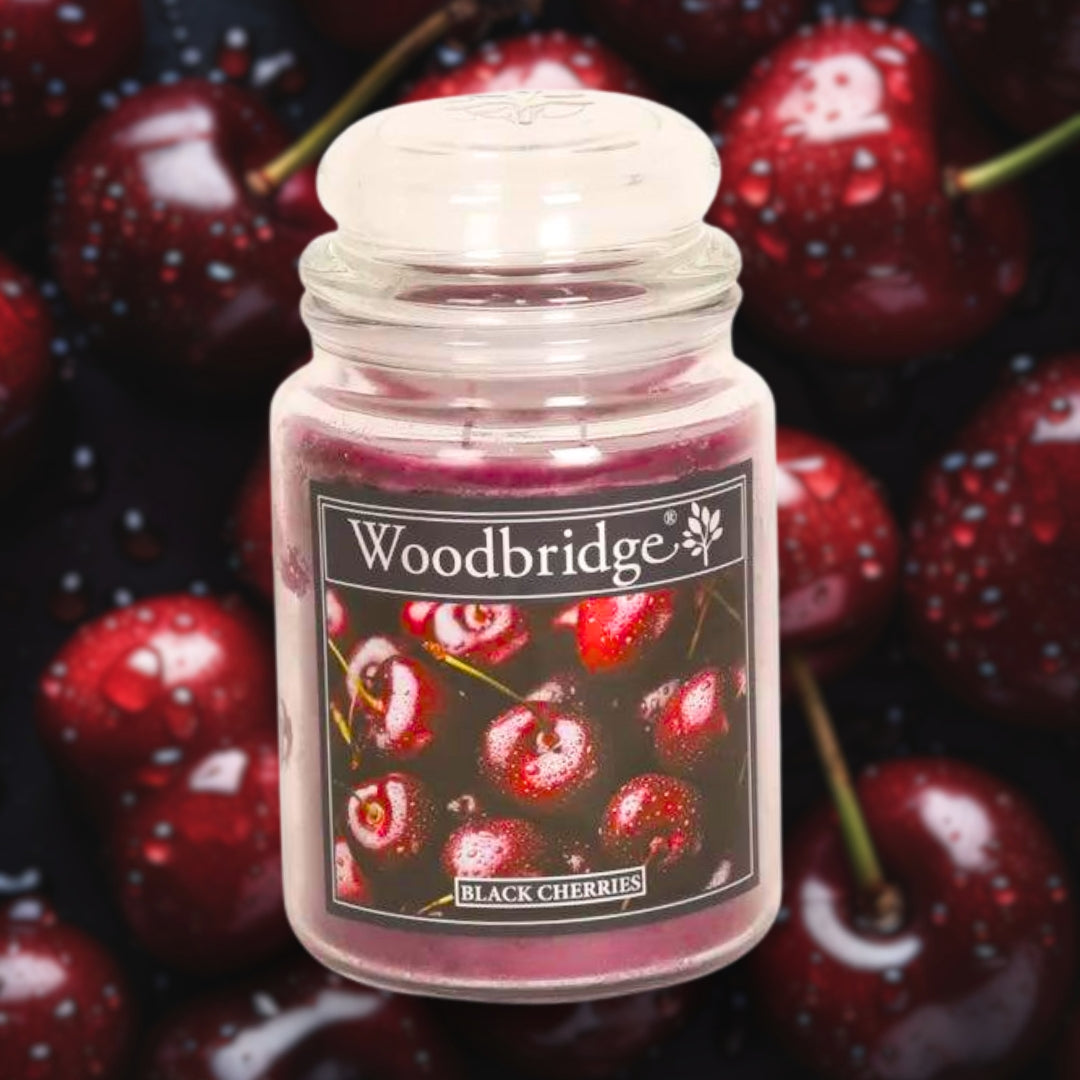 Black Cherries Woodbridge Large Scented Candle Jar (565g) Aromatize
