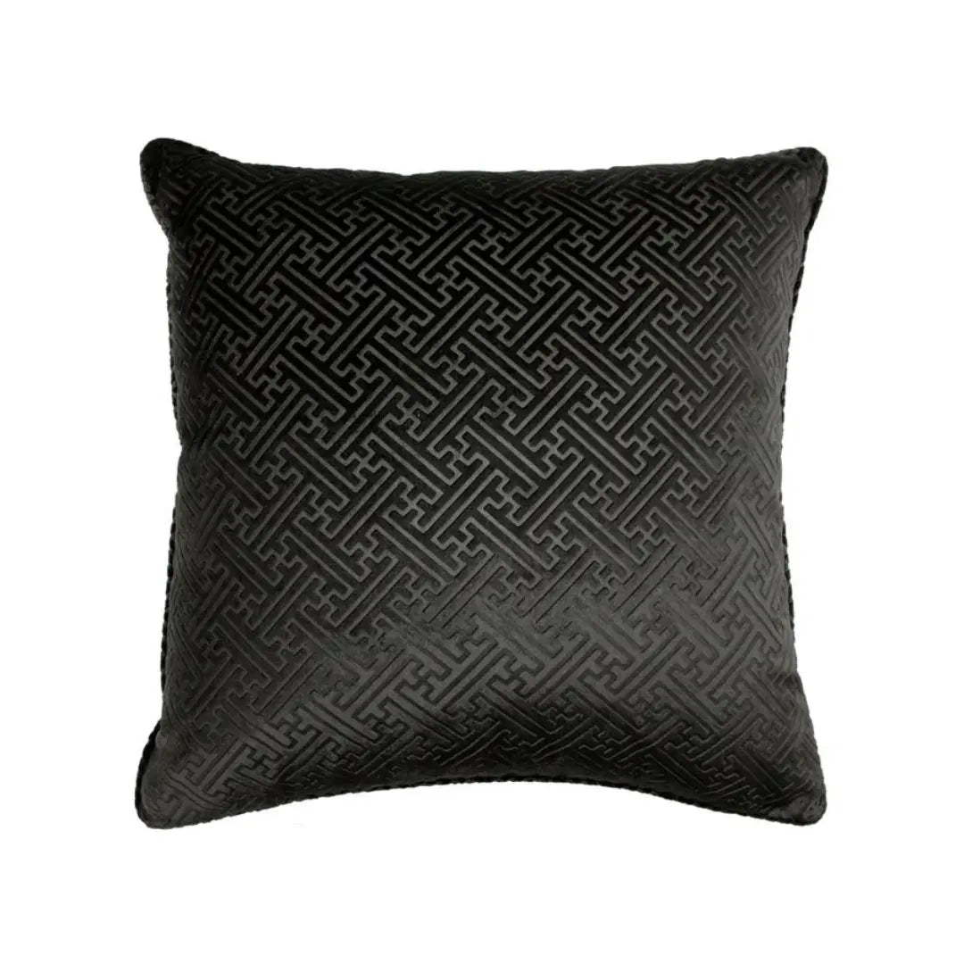 Florence Embossed Black Velvet Cushion Home Store Living