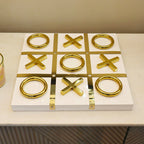 White & Gold Tic-Tac-Toe Game Ornament Ivan