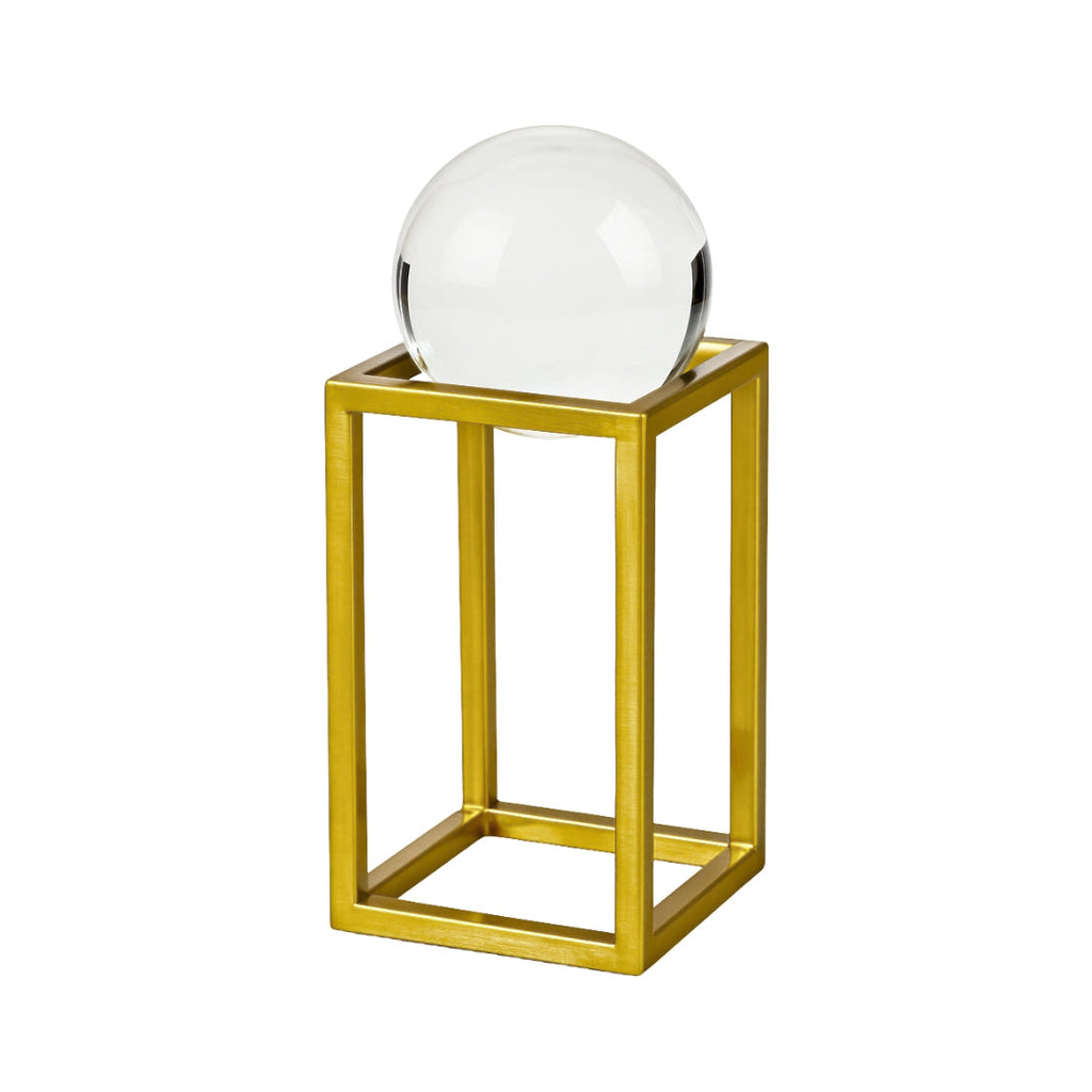 Medium Crystal Ball on Gold Metal Frame Home Ornament Ivan