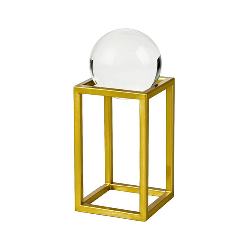 Medium 27cm Crystal Ball on Gold Metal Frame Home Ornament Ivan