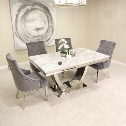 London Table 1.5m with Jessica Chairs 4 Set Grey Home Store Living