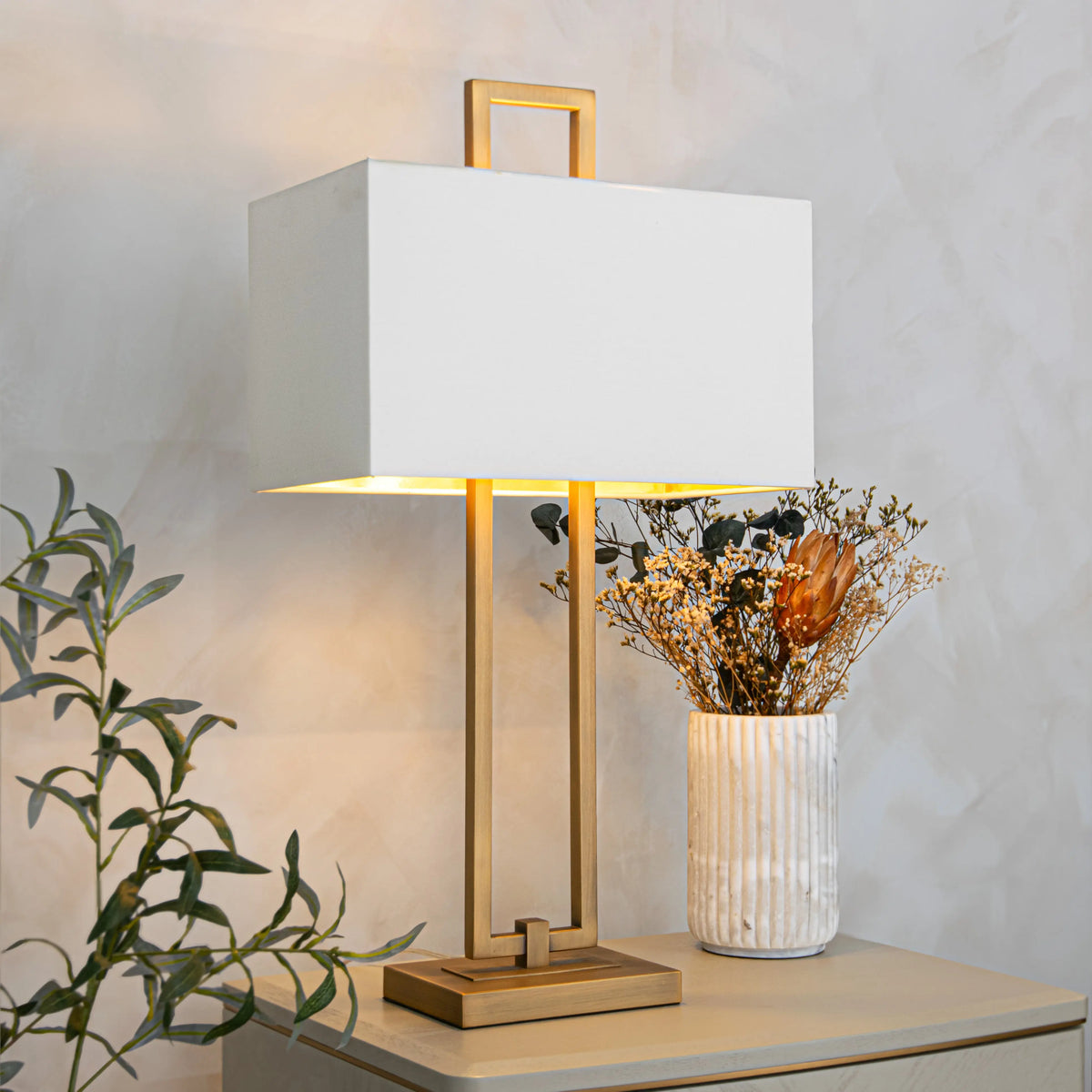 Ember Antique Brass Finish Table Lamp RV Astley