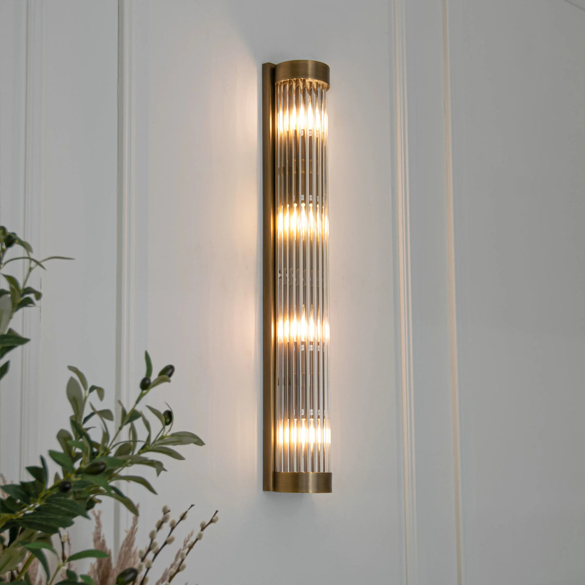 Wade Antique Brass Finish Long Wall Lamp RV Astley