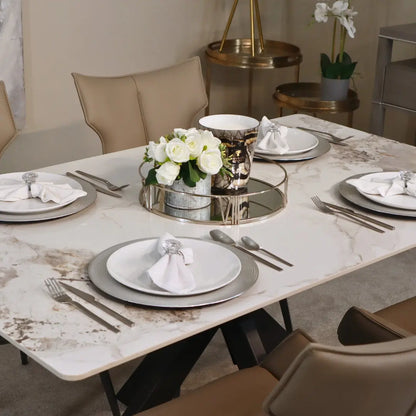 Marissa Dining Set - 1.8m White Ceramic Dining Table & Rafello Grey Dining Chairs Home Store Living