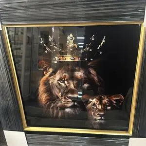 Framed Luxury Lion Artwork Home Store Living