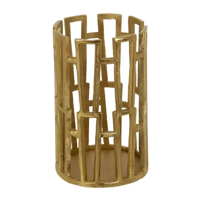 Kratos Gold or Silver Geometric Candle Holder premier housewares