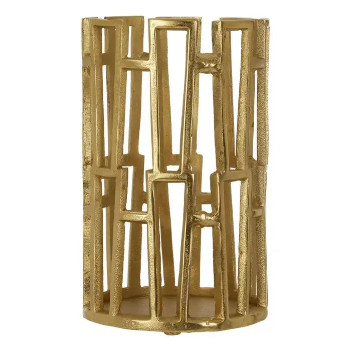 Kratos Gold or Silver Geometric Candle Holder premier housewares