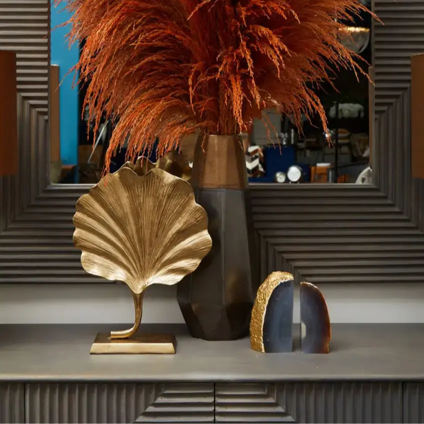 Gold Finish Ginkgo Leaf Sculpture premier housewares