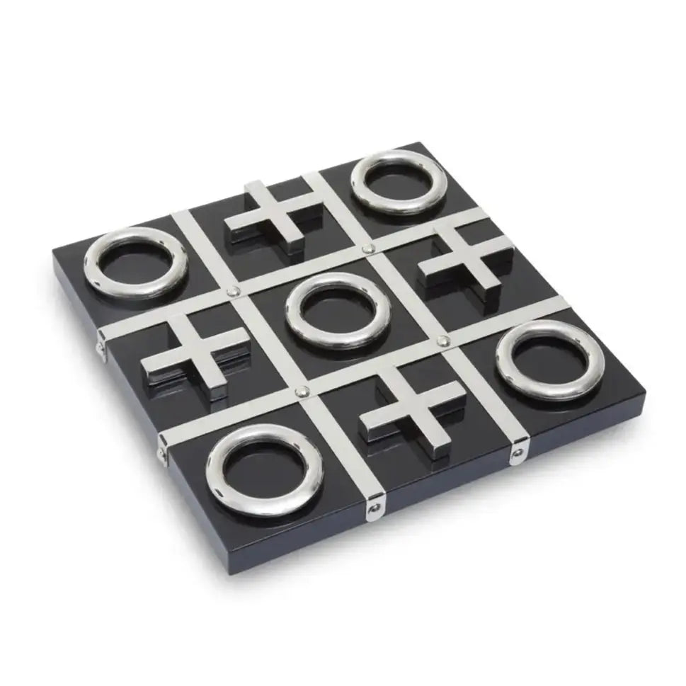 Black & Silver Chrome Noughts & Crosses Set premier housewares