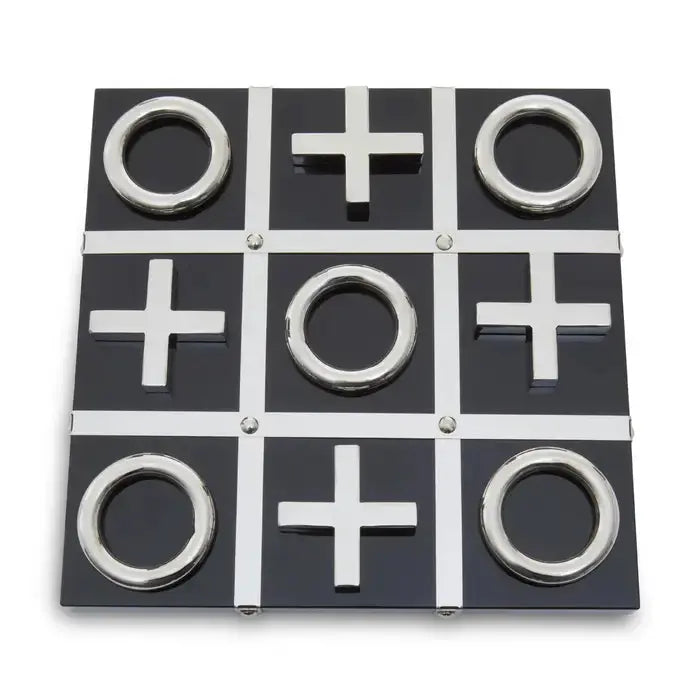 Black & Silver Chrome Noughts & Crosses Set premier housewares