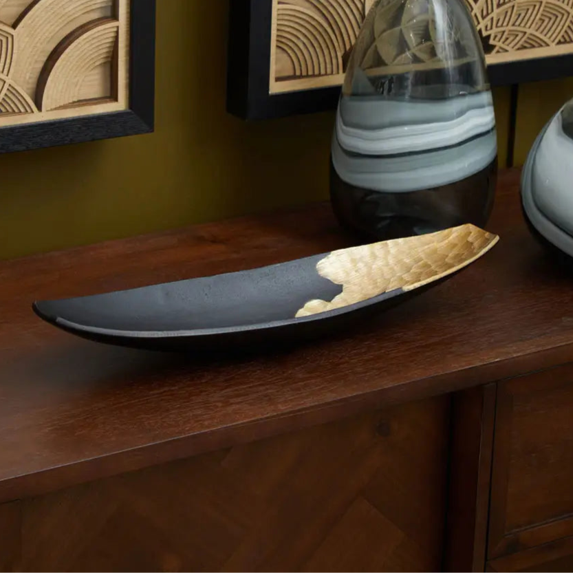 Dayton Black and Gold Boat Dish - Home Store Living