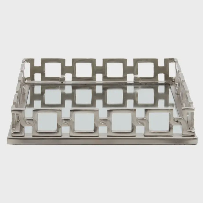 Rhoda Square Nickle Finish Mirror Tray Small Premier Housewares LTD
