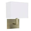 Hotel Antique Brass Metal & White Fabric Wall Light Searchlight