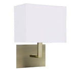 Hotel Wall Light- Antique Brass Metal & White Fabric Searchlight