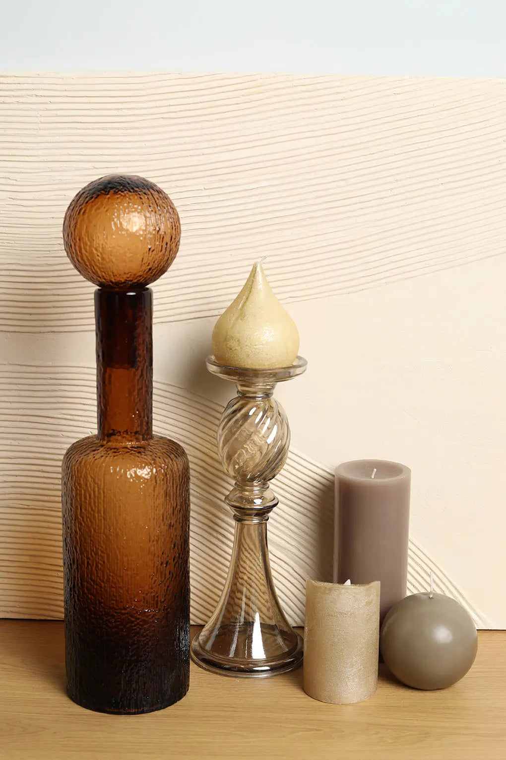 50cm Amber Decorative Glass Bottle with Lid - Home Store Living