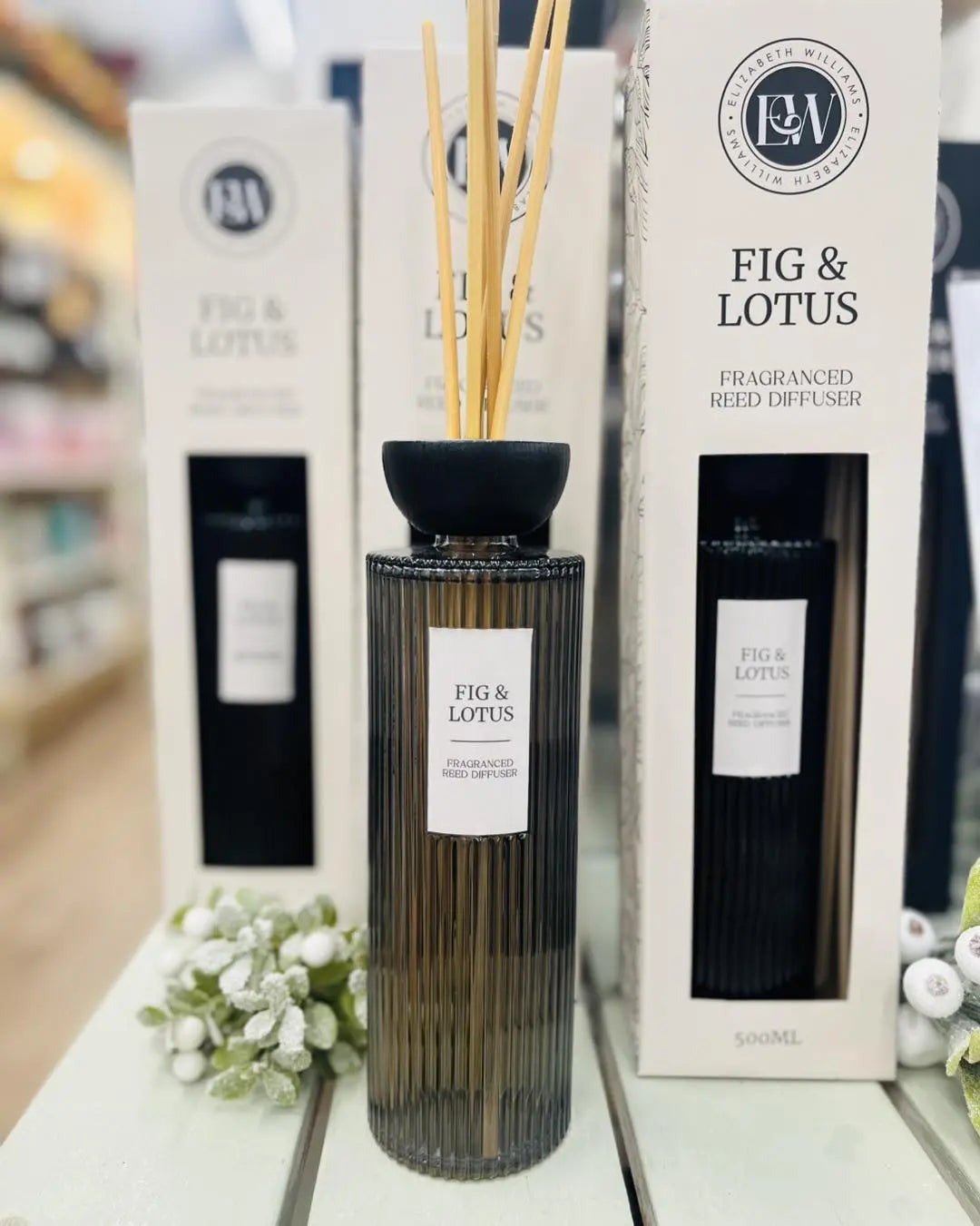 E&W Fig & Lotus 500ml Glass Reed Diffuser sil interiors