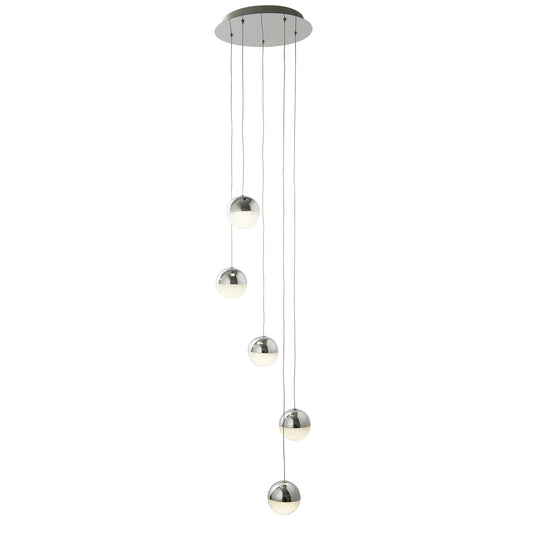 Marbles 5 Light Chrome & Glass Cluster Pendant