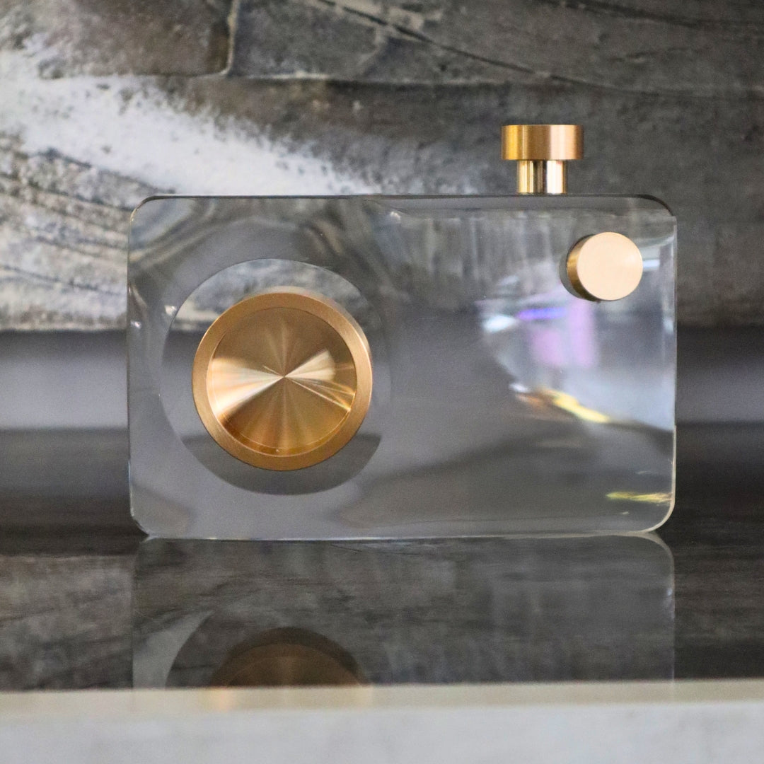 Crystal Glass Retro Camera Decorative Ornament 17cm Ivan